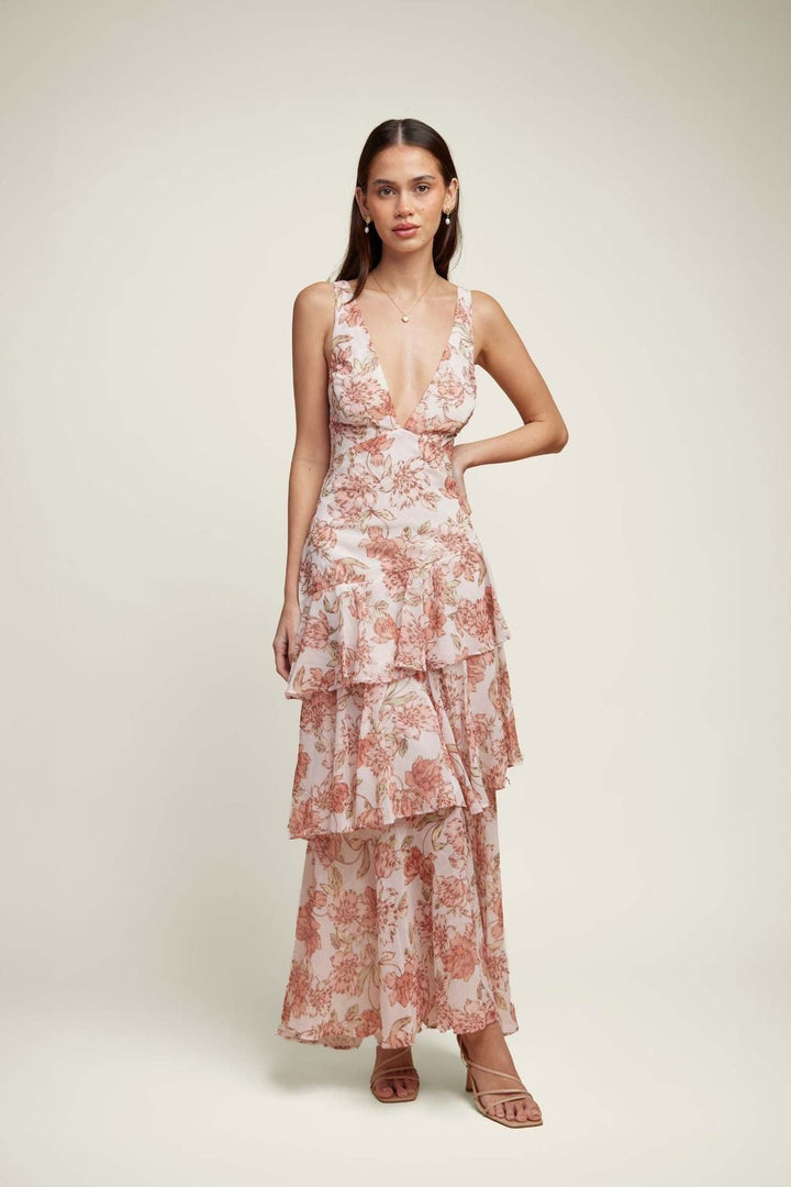 LISA | Robe Maxi à Volants Fleurie