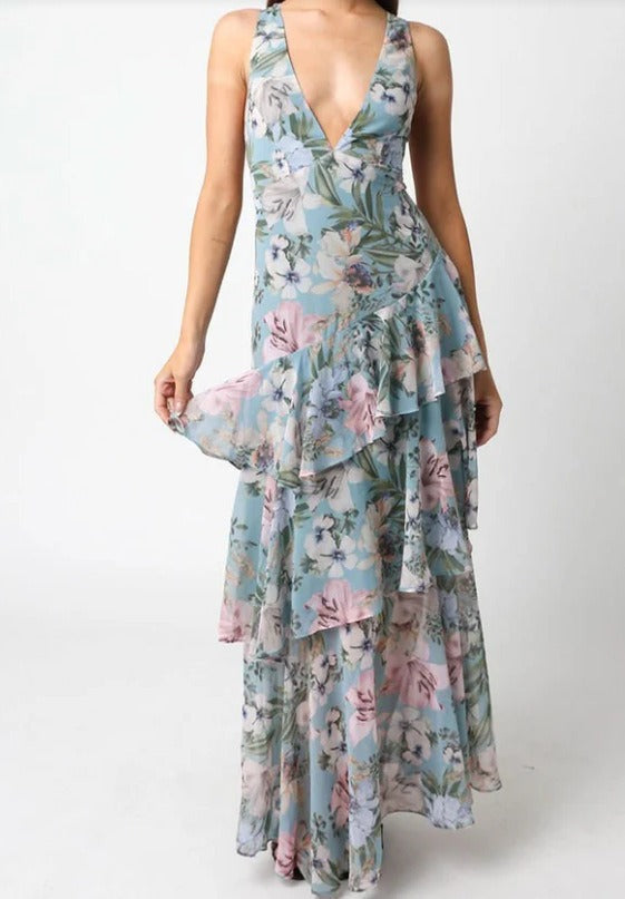 LISA | Robe Maxi à Volants Fleurie