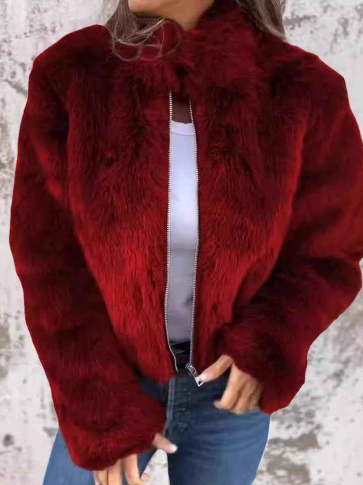 Manteau en fourrure avec fermeture éclair