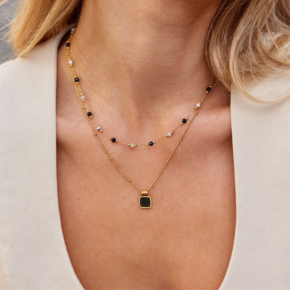 Collier Lulu avec Perles de Pierre Midnight