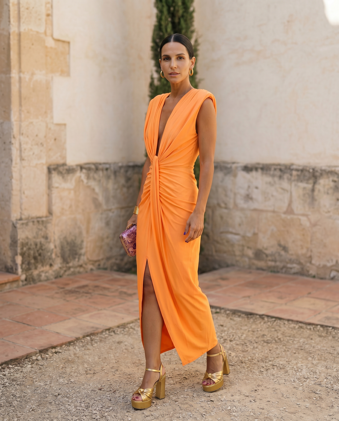 Selena | Robe Drapée Brillante