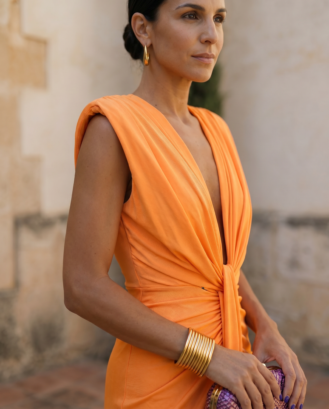 Selena | Robe Drapée Brillante
