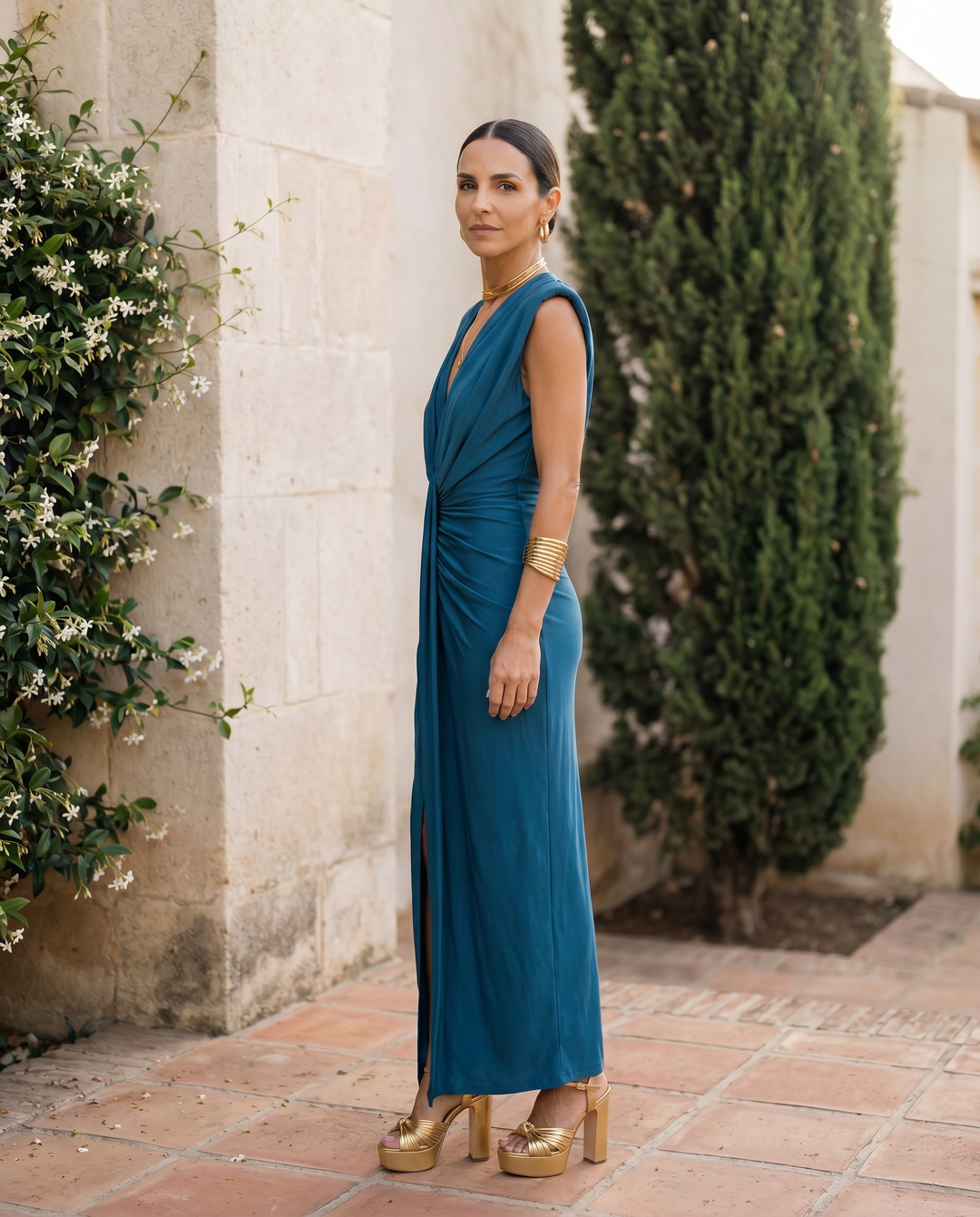 Selena | Robe Drapée Brillante