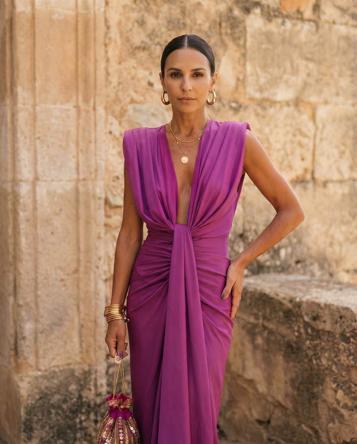Selena | Robe Drapée Brillante