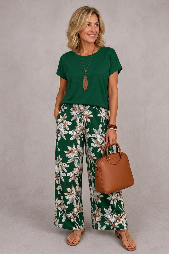 Rosie | Élégante Ensemble Floral Deux Pièces