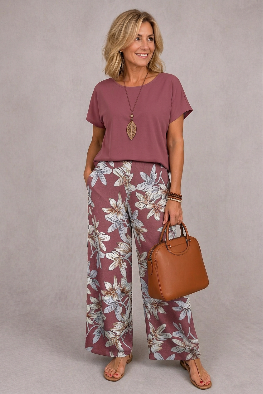 Rosie | Élégante Ensemble Floral Deux Pièces