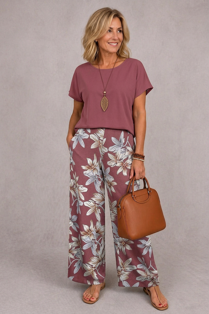 Rosie | Élégante Ensemble Floral Deux Pièces