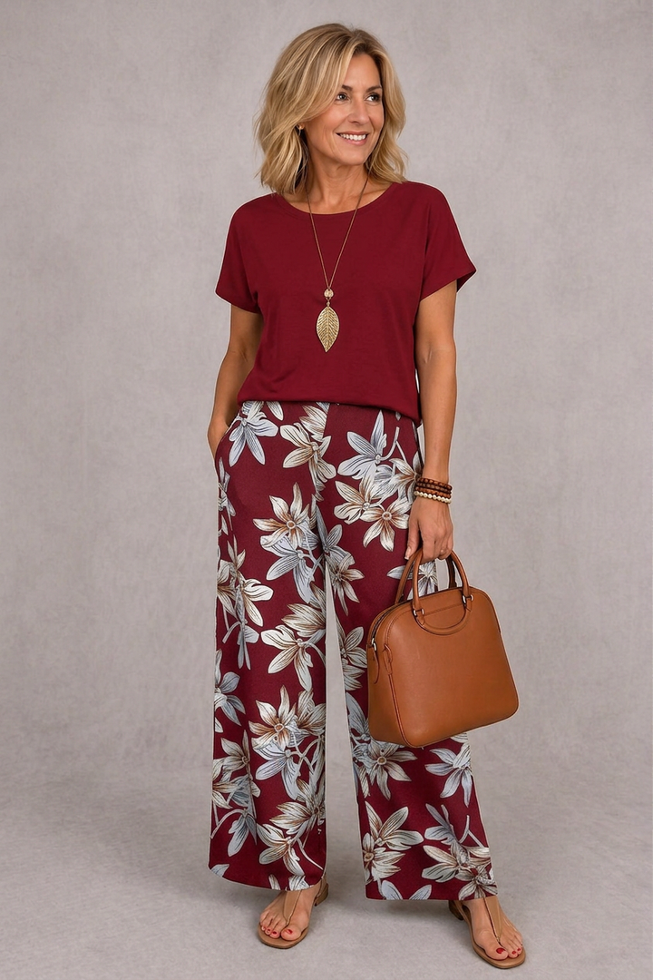 Rosie | Élégante Ensemble Floral Deux Pièces