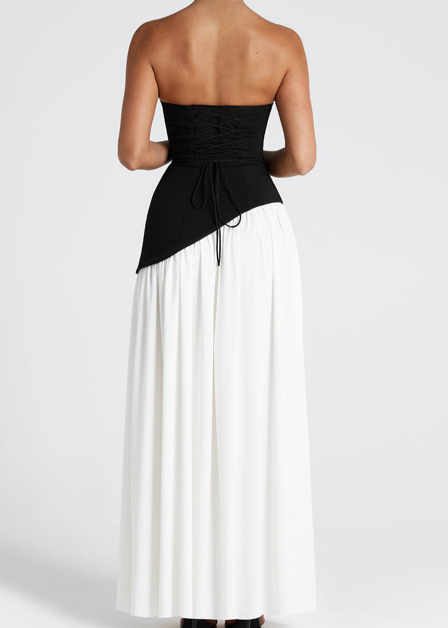 LINA | Robe Maxi Sans Bretelles avec Fente Haute