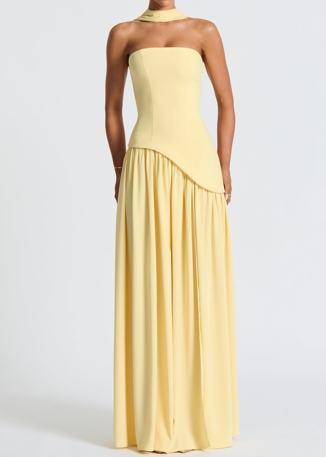 LINA | Robe Maxi Sans Bretelles avec Fente Haute