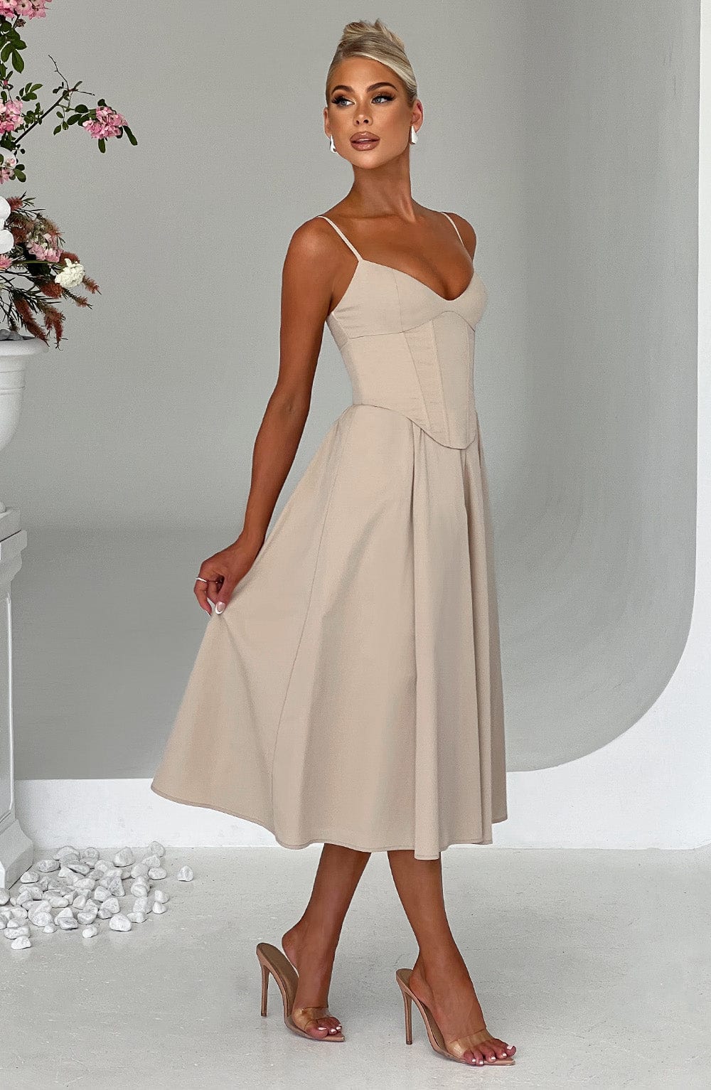 MAILEEN | Robe Midi Élégante en Style Corset