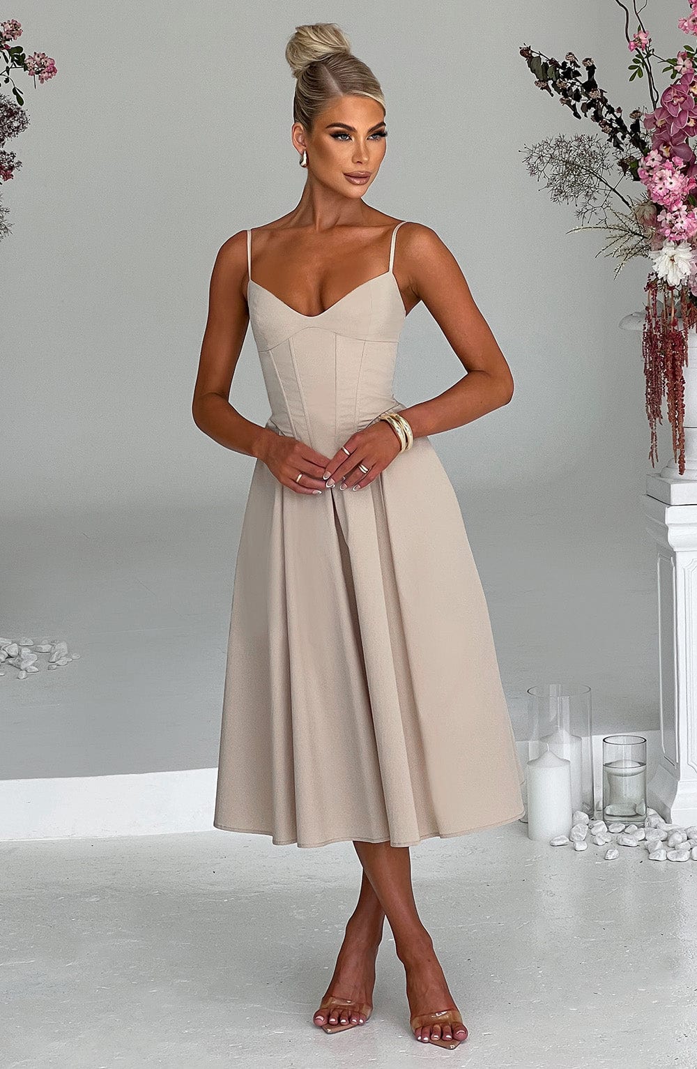 MAILEEN | Robe Midi Élégante en Style Corset