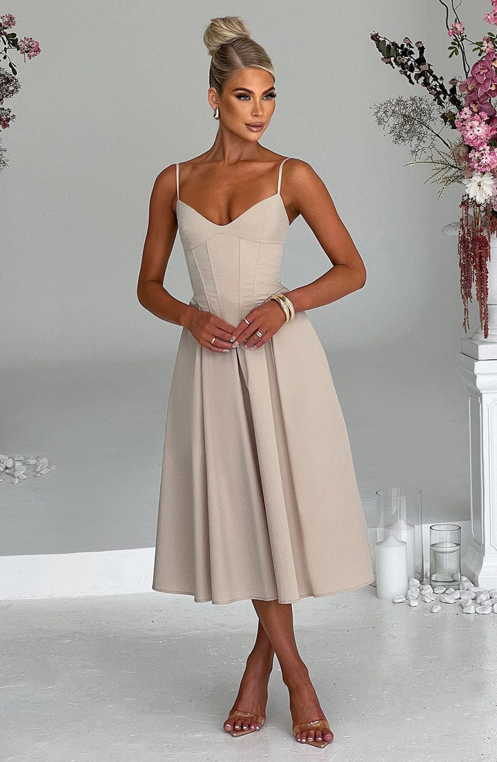 MAILEEN | Robe Midi Élégante en Style Corset