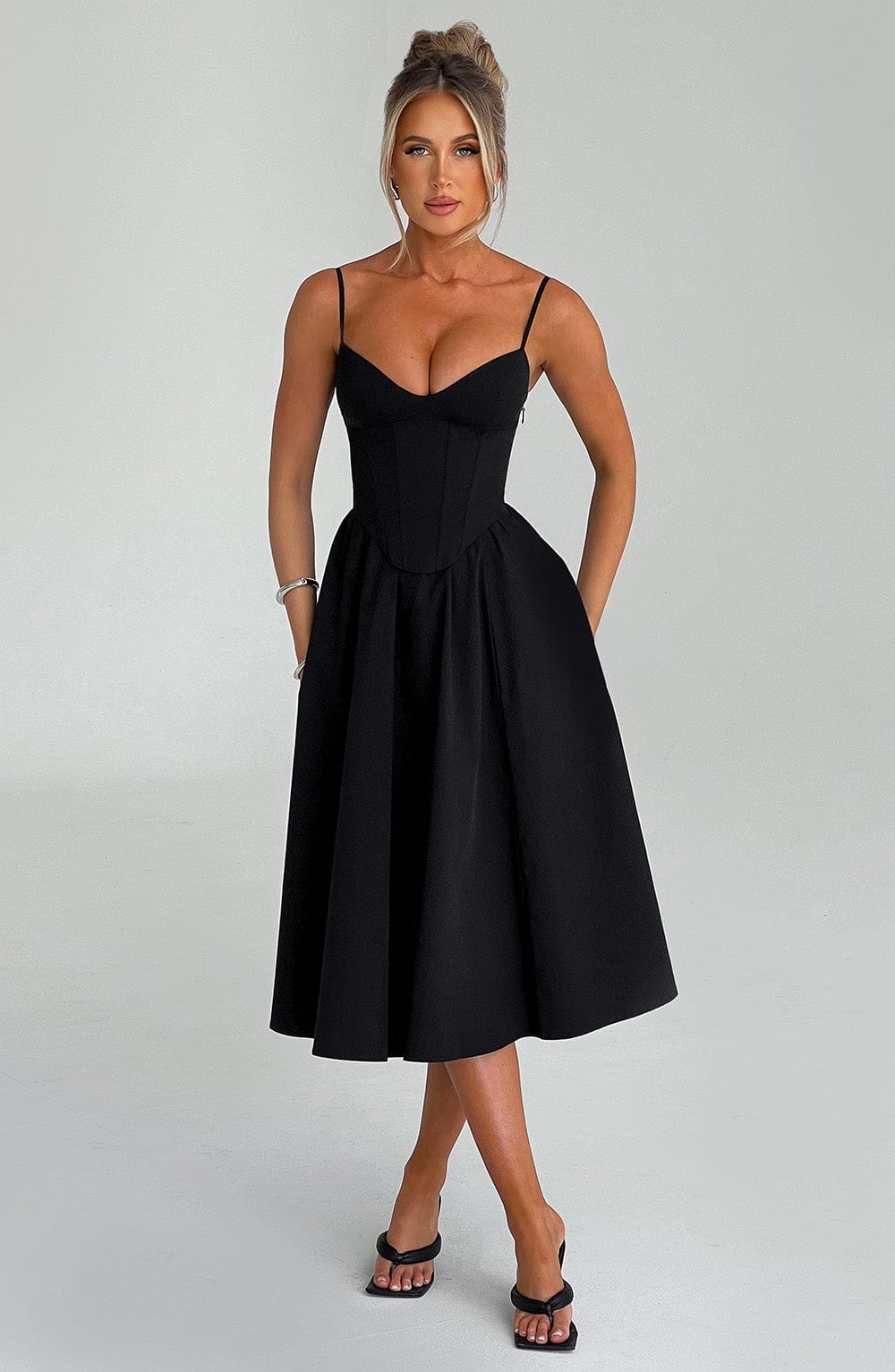 MAILEEN | Robe Midi Élégante en Style Corset