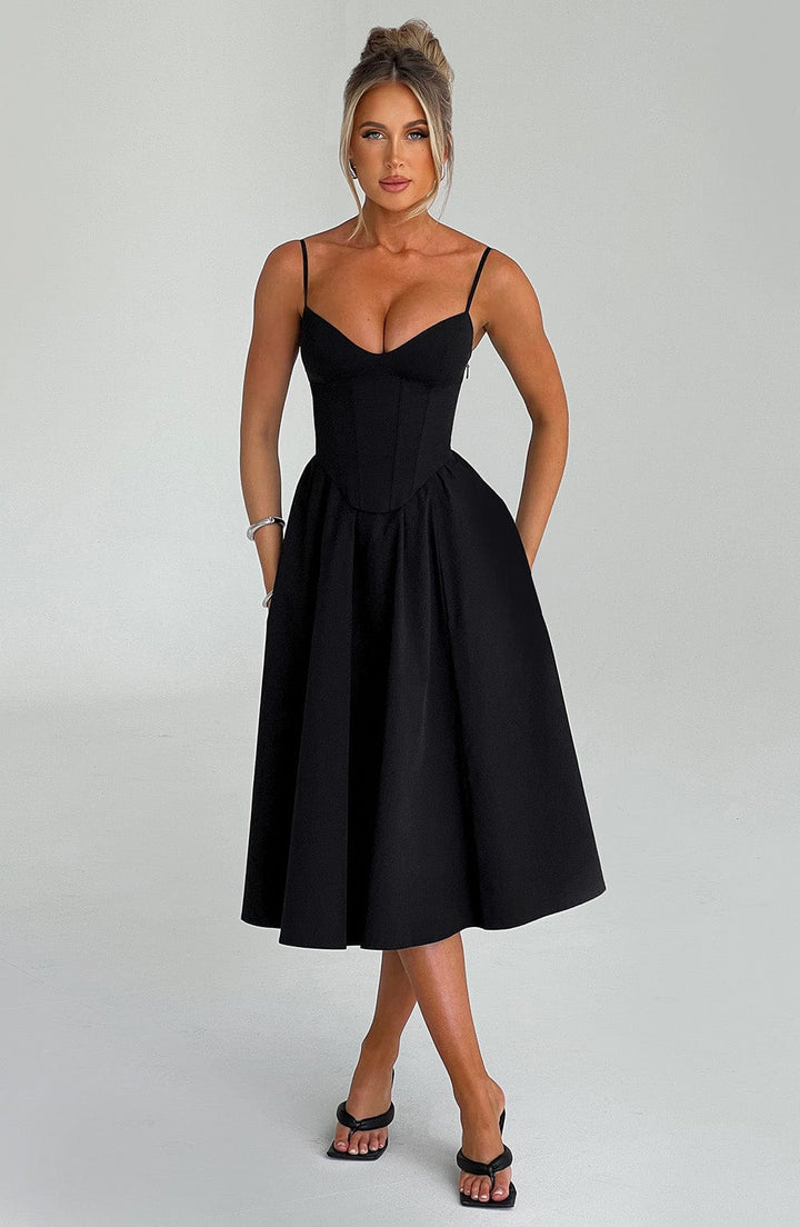 MAILEEN | Robe Midi Élégante en Style Corset