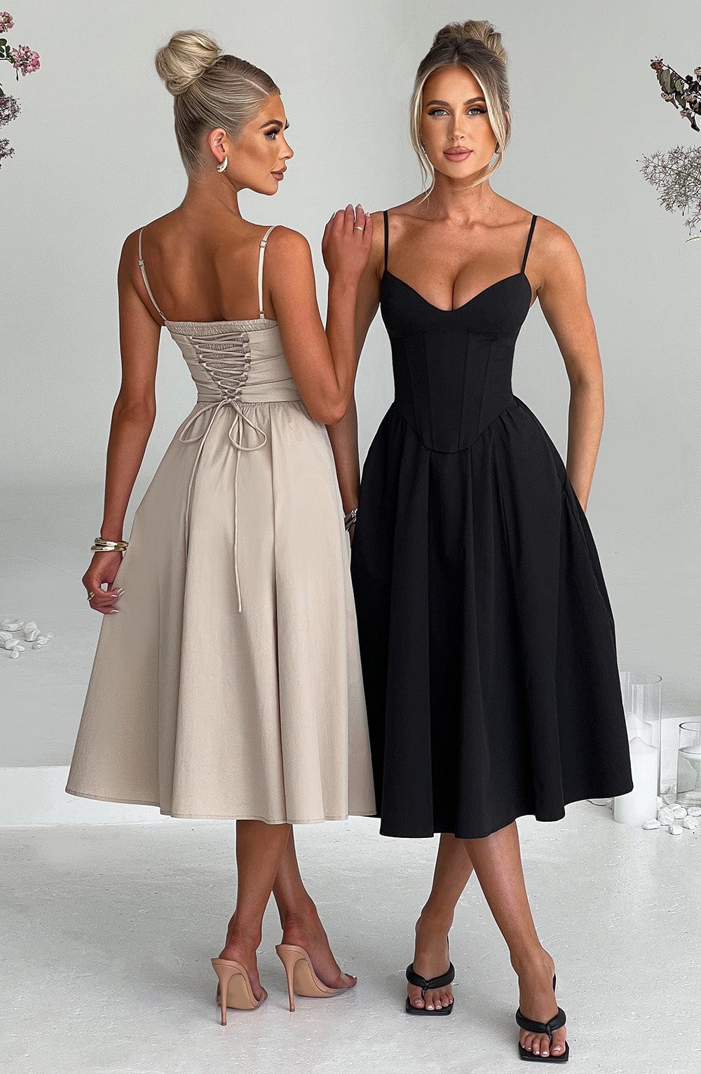 MAILEEN | Robe Midi Élégante en Style Corset