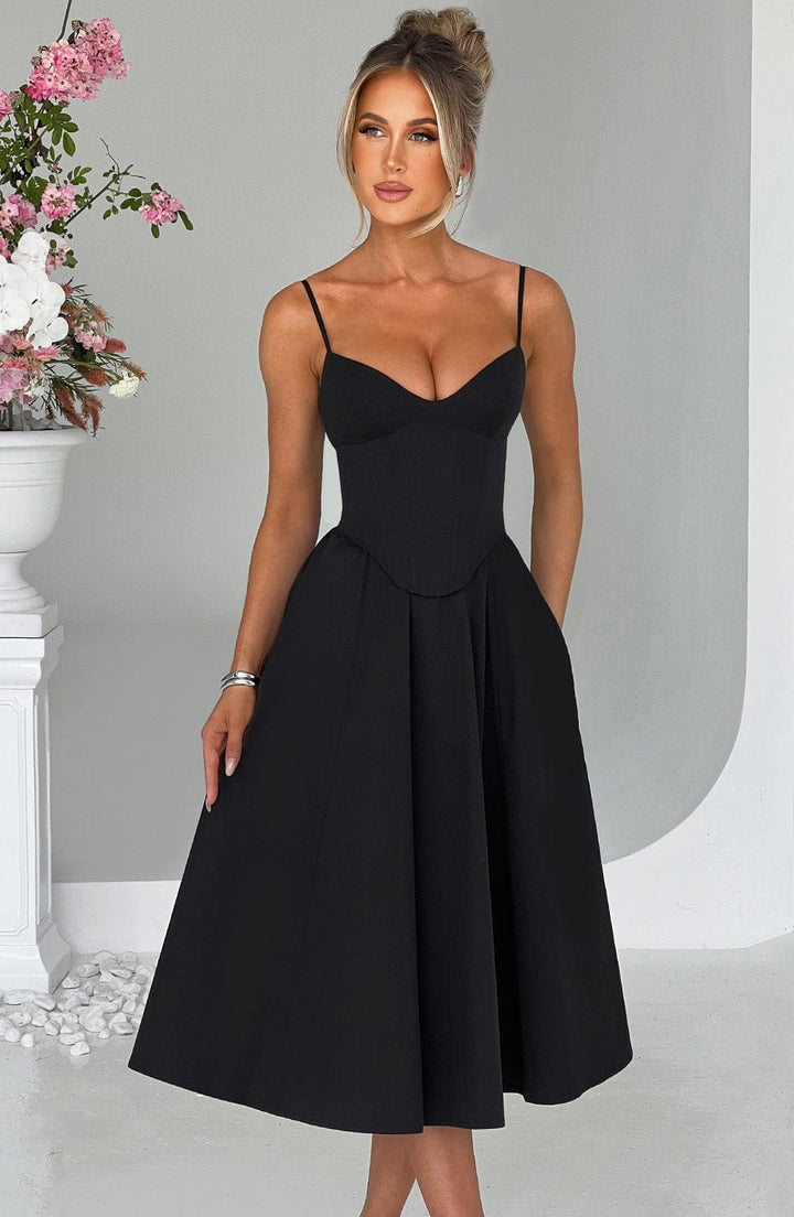 MAILEEN | Robe Midi Élégante en Style Corset