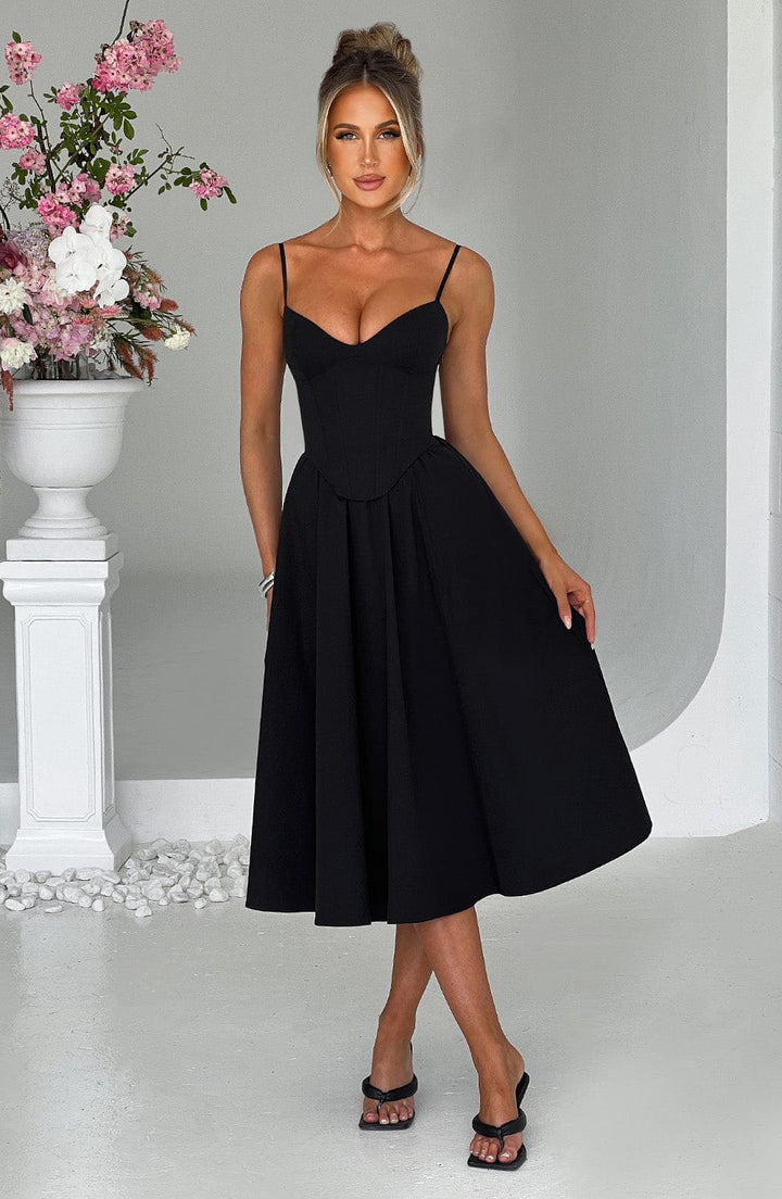 MAILEEN | Robe Midi Élégante en Style Corset