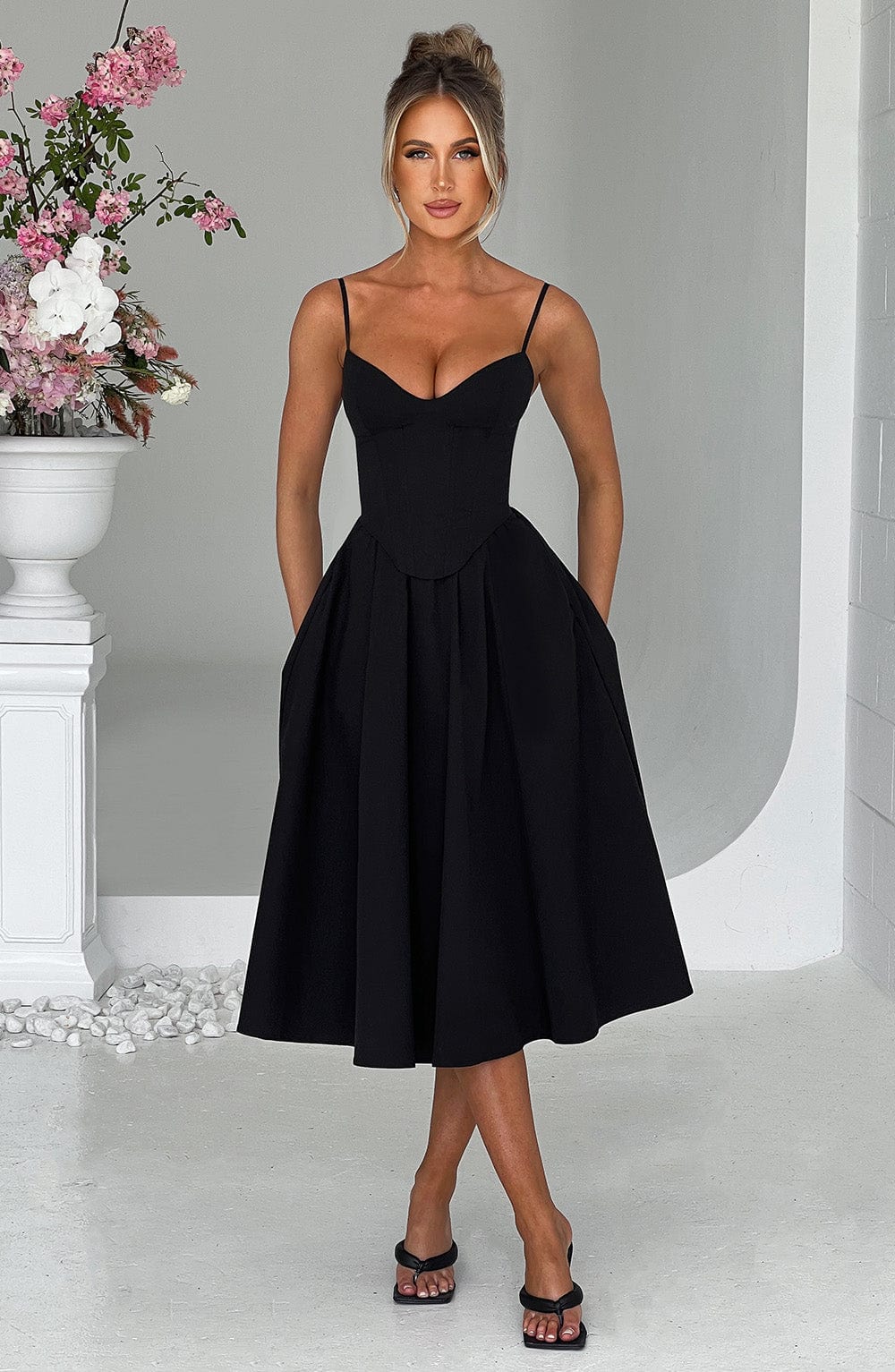 MAILEEN | Robe Midi Élégante en Style Corset
