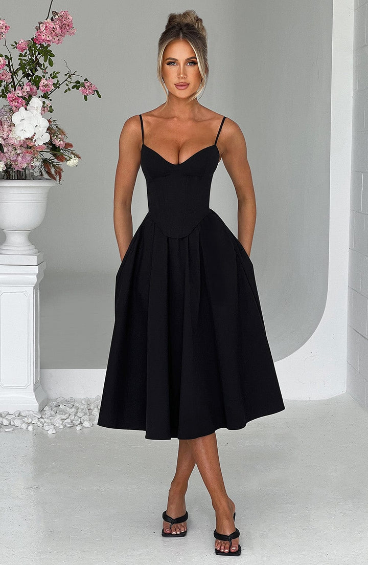 MAILEEN | Robe Midi Élégante en Style Corset