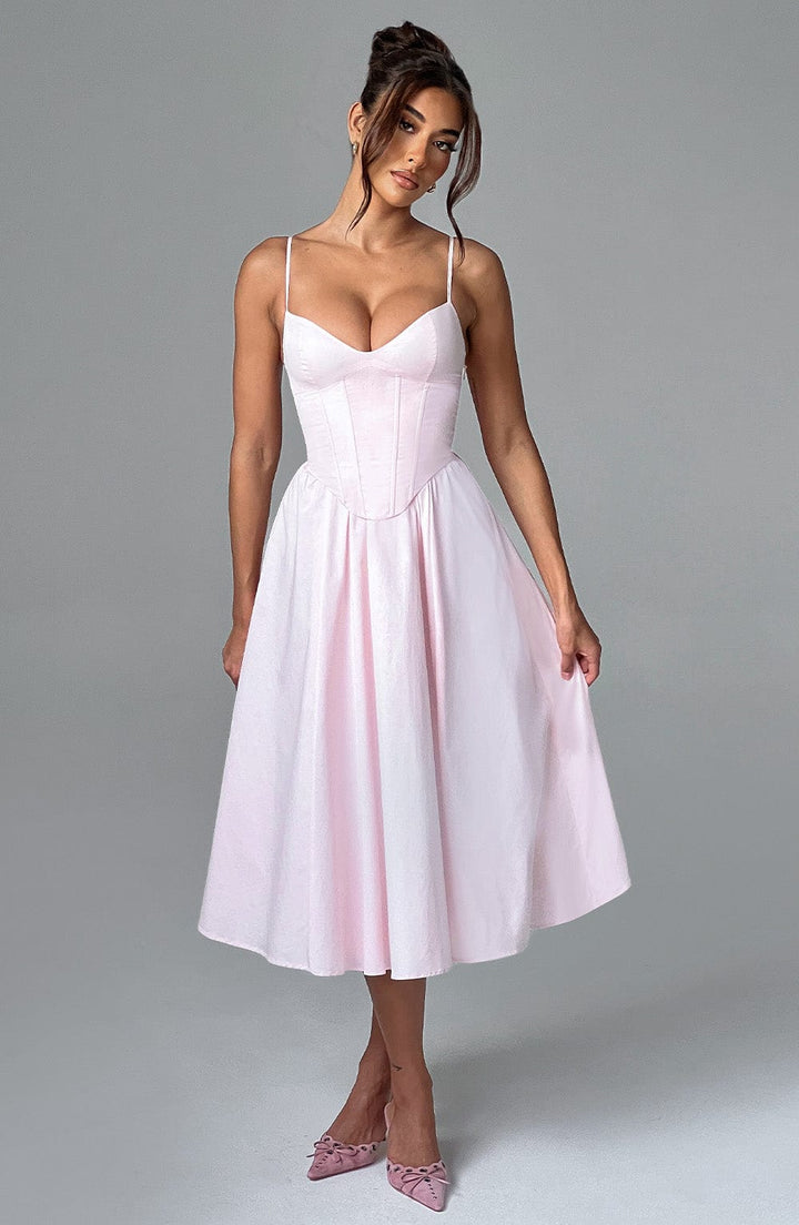 MAILEEN | Robe Midi Élégante en Style Corset