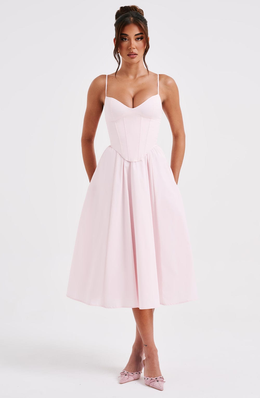 MAILEEN | Robe Midi Élégante en Style Corset