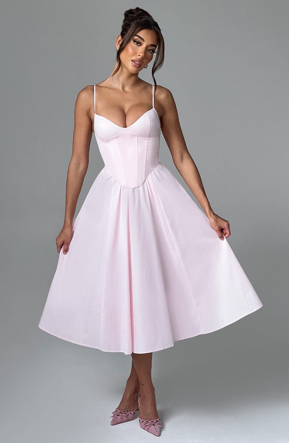 MAILEEN | Robe Midi Élégante en Style Corset