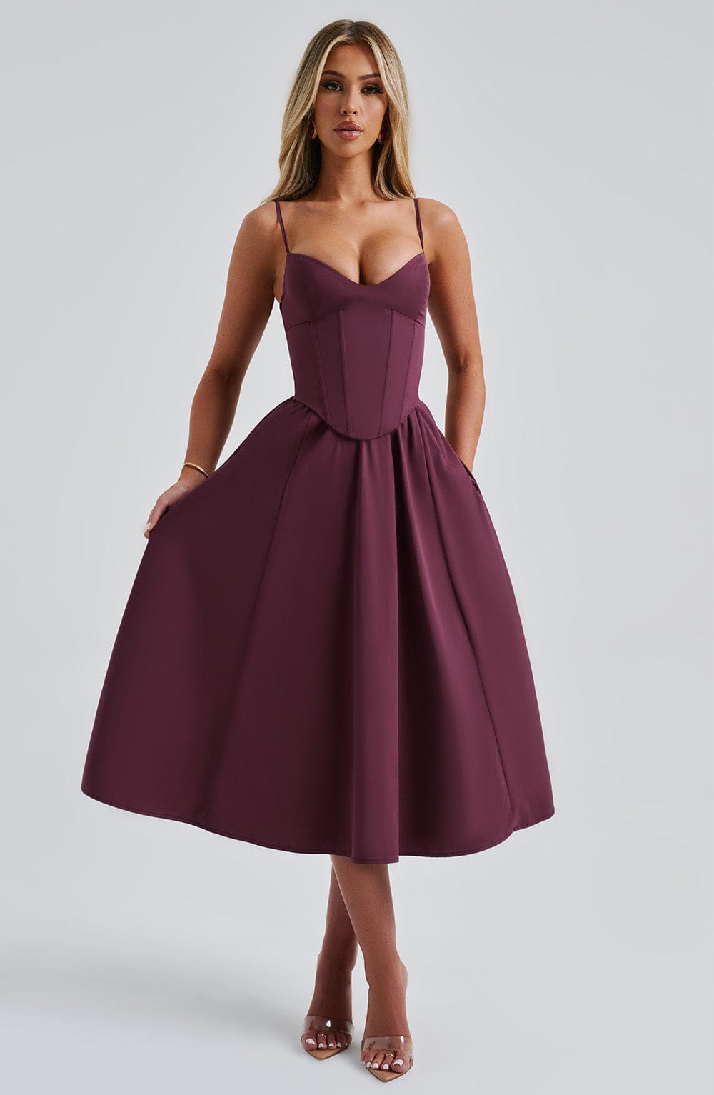 MAILEEN | Robe Midi Élégante en Style Corset