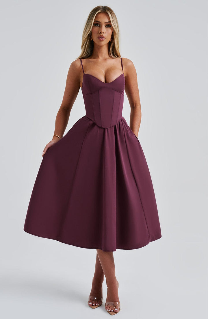 MAILEEN | Robe Midi Élégante en Style Corset