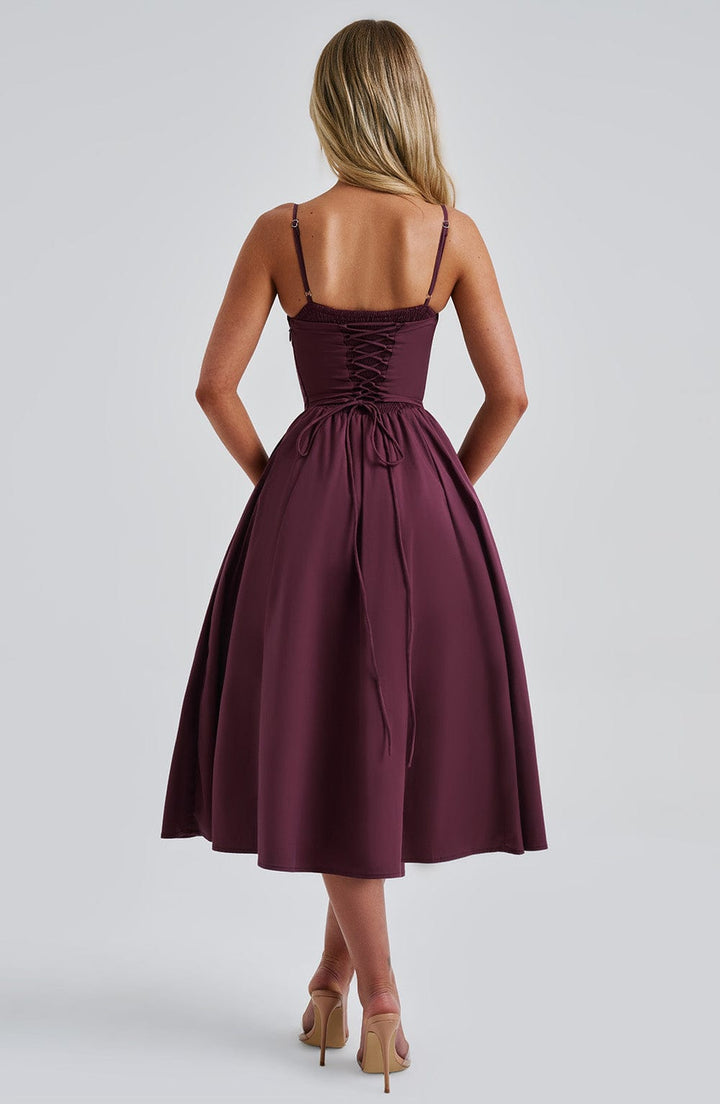 MAILEEN | Robe Midi Élégante en Style Corset