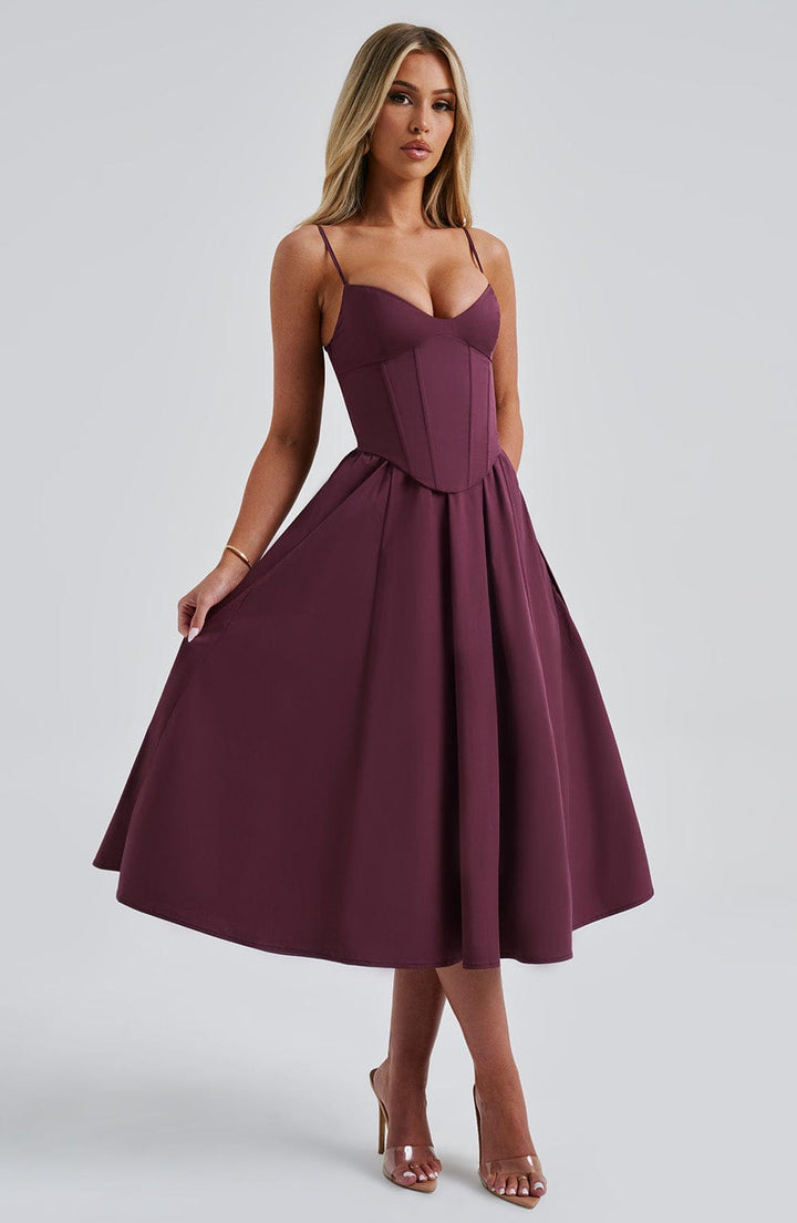 MAILEEN | Robe Midi Élégante en Style Corset