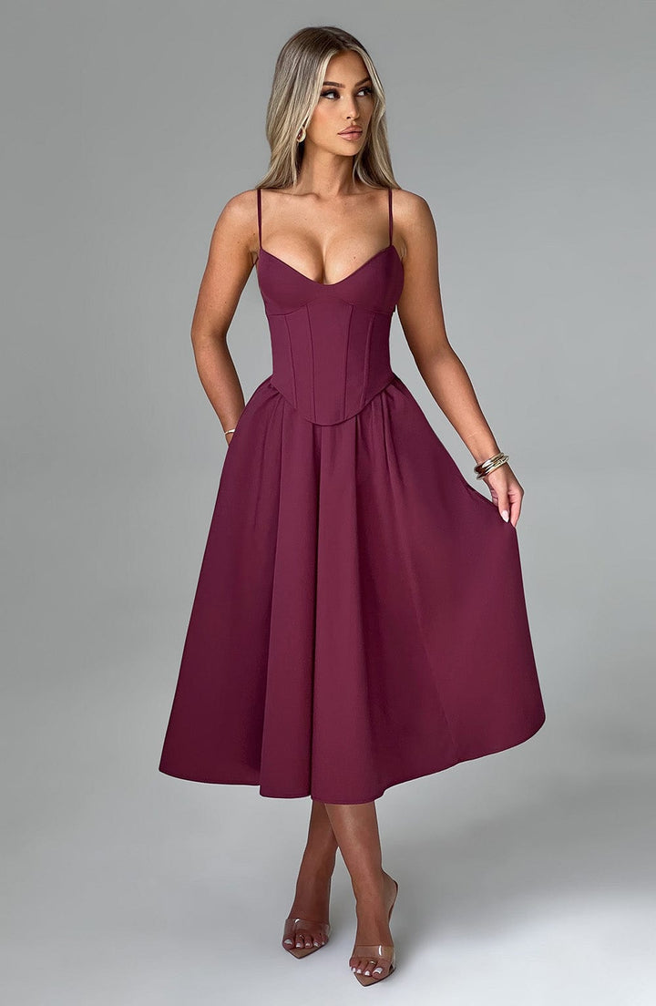 MAILEEN | Robe Midi Élégante en Style Corset