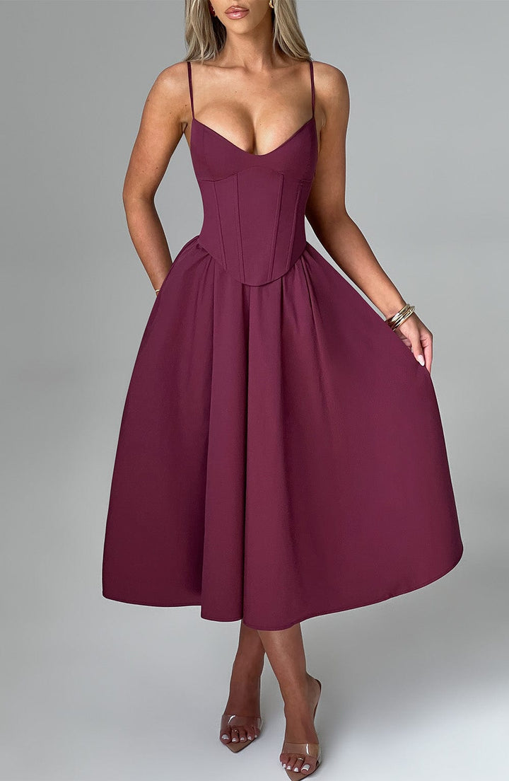 MAILEEN | Robe Midi Élégante en Style Corset