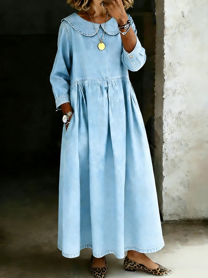 Melissa | Robe en denim à manches longues avec col rond