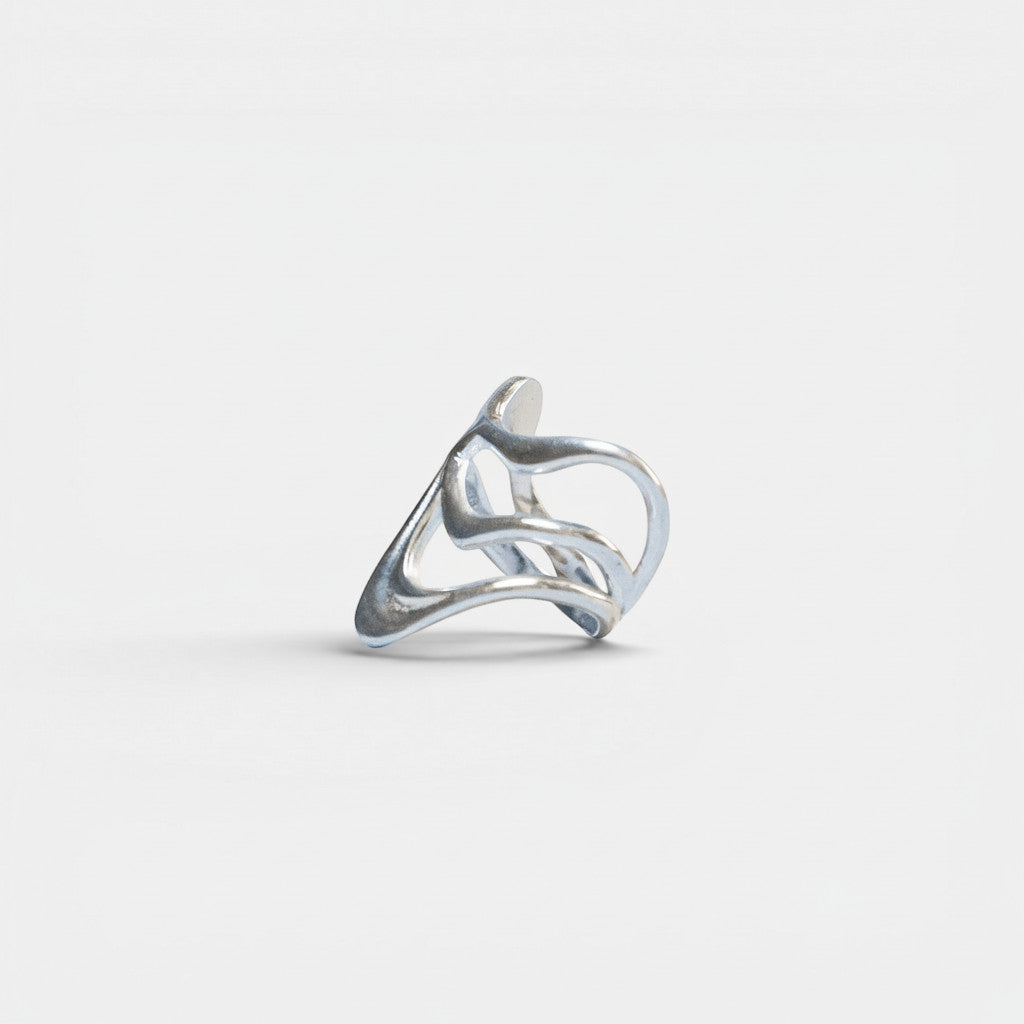 Bague asymétrique en argent sterling 925 – fait main & massif