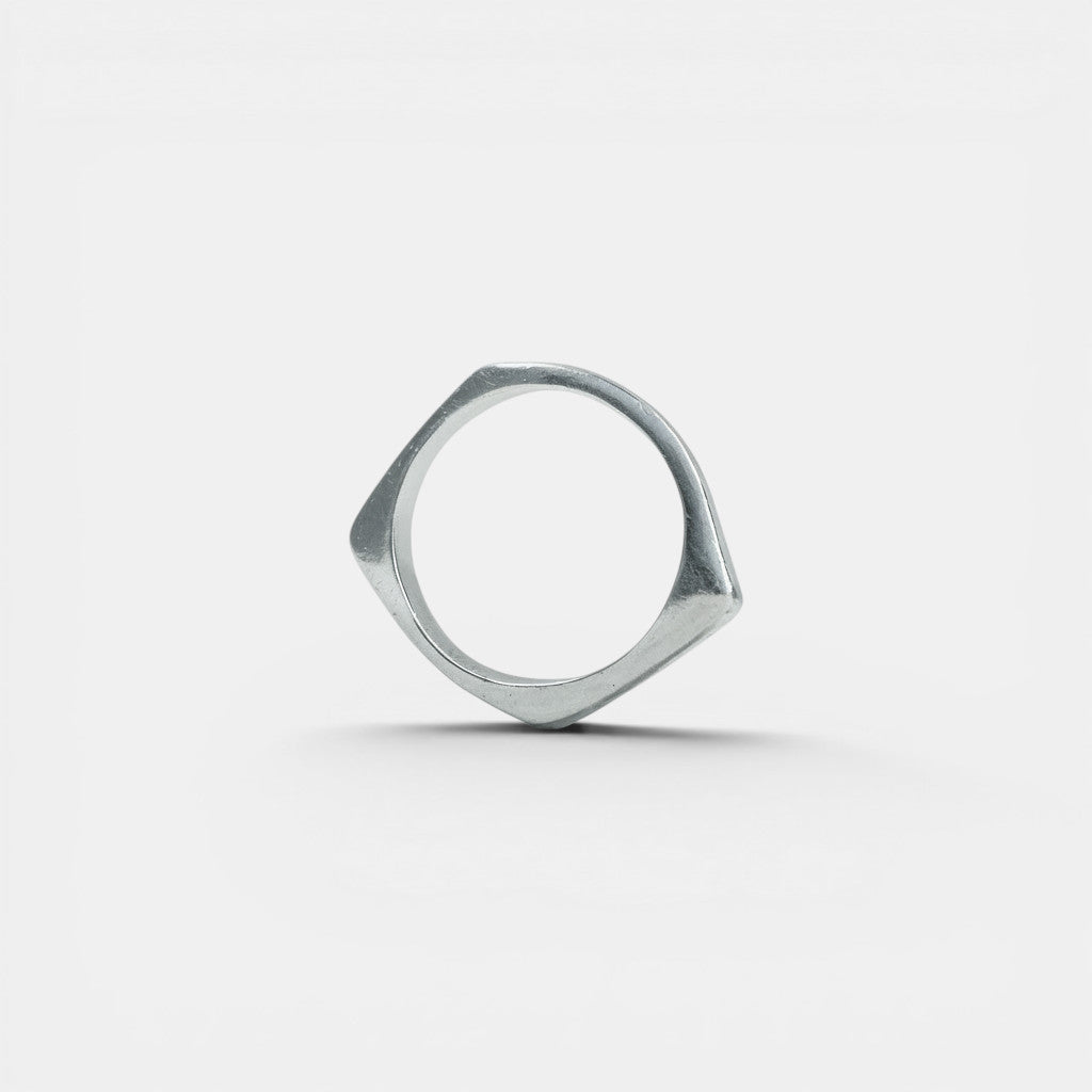 Bague asymétrique en argent sterling massif 925 – fait main