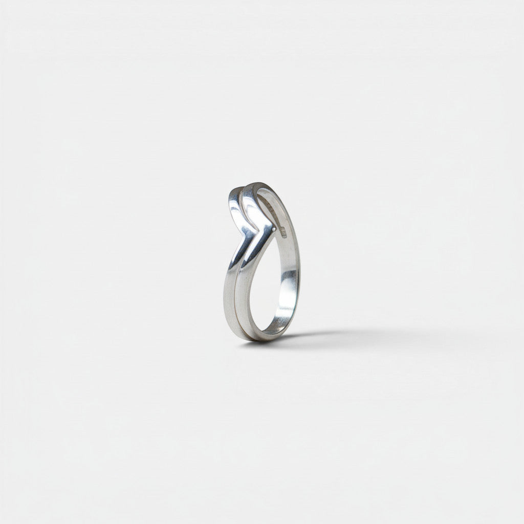 Bague Chevron double en Argent 925 Sterling fait main