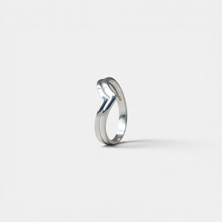 Bague Chevron double en Argent 925 Sterling fait main