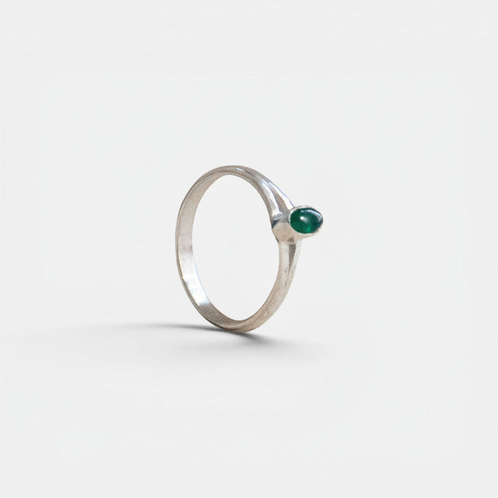 Petite bague en onyx vert avec pierre ovale en argent sterling 925, fait main