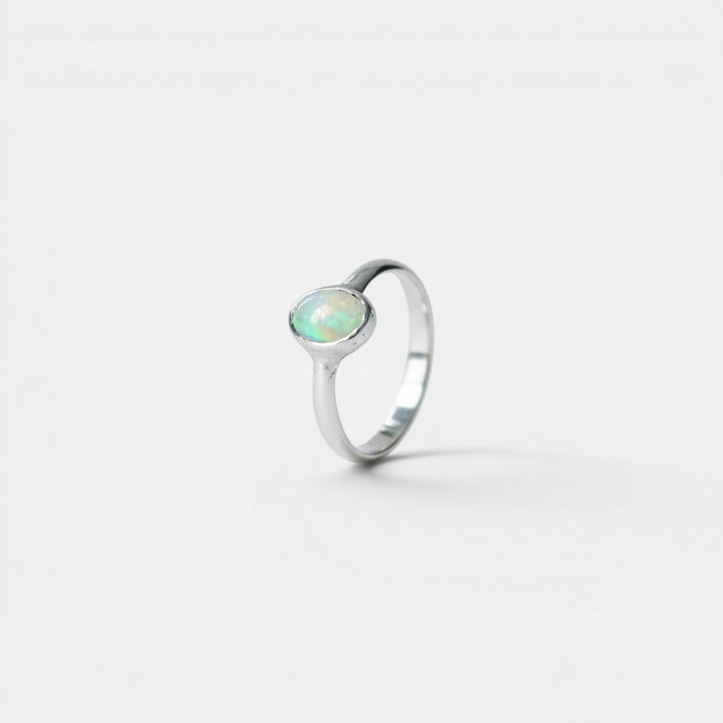 Bague en Argent Sterling 925 avec Opale Éthiopienne Naturelle