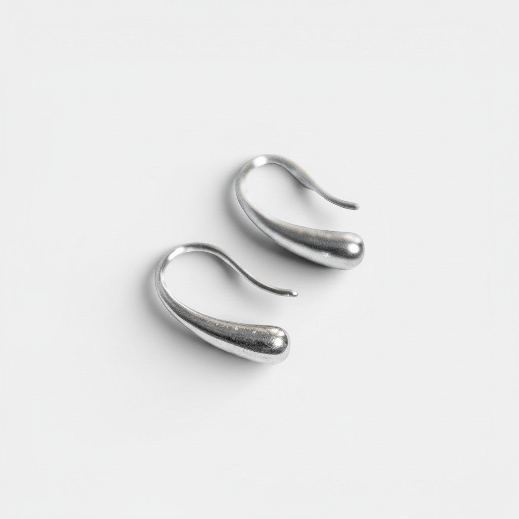 Boucles d'Oreilles en Argent Organique – Forme Sculpturale en Argent Sterling 925