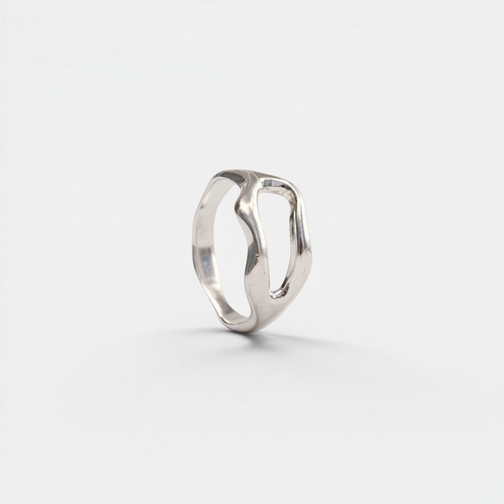 Bague organique en argent sterling 925 – fait main