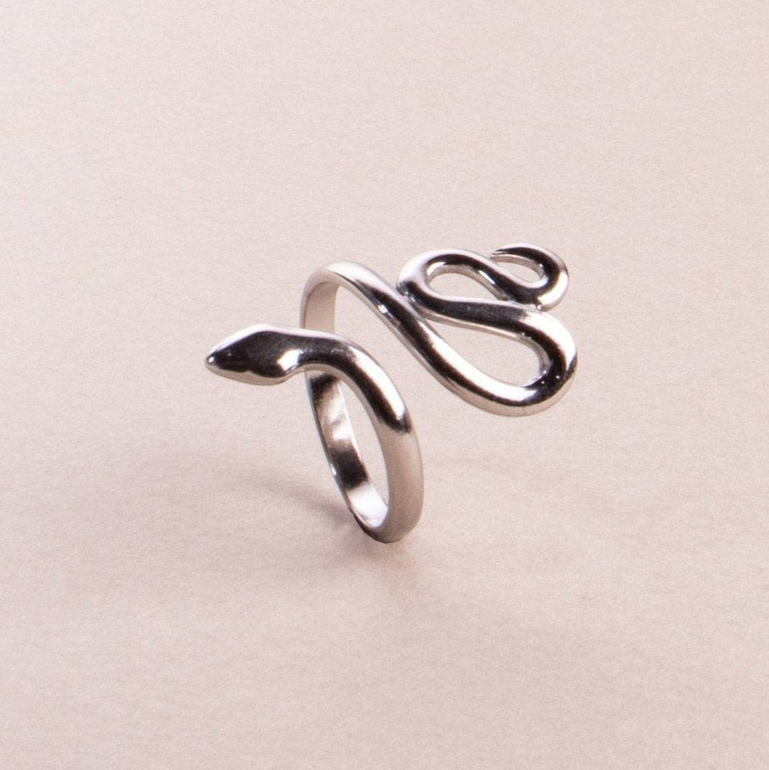 Bague Serpent Argentée en Acier Inoxydable