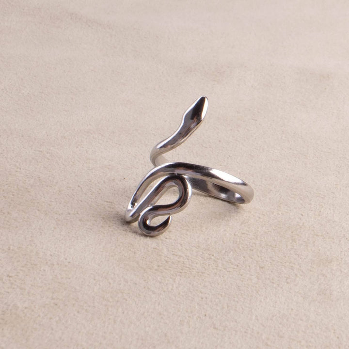 Bague Serpent Argentée en Acier Inoxydable