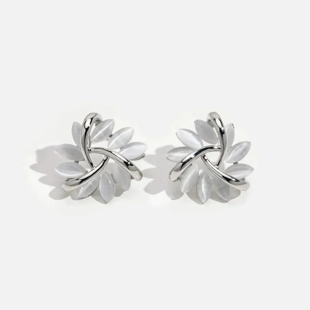 Boucles d'Oreilles en Or avec Fleurs d'Opale