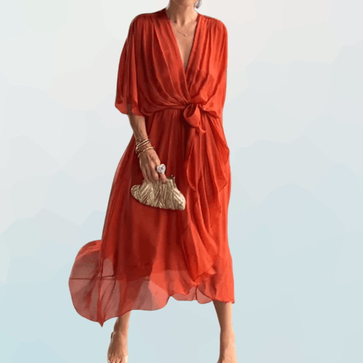 Monica - Robe en chiffon avec décolleté en V