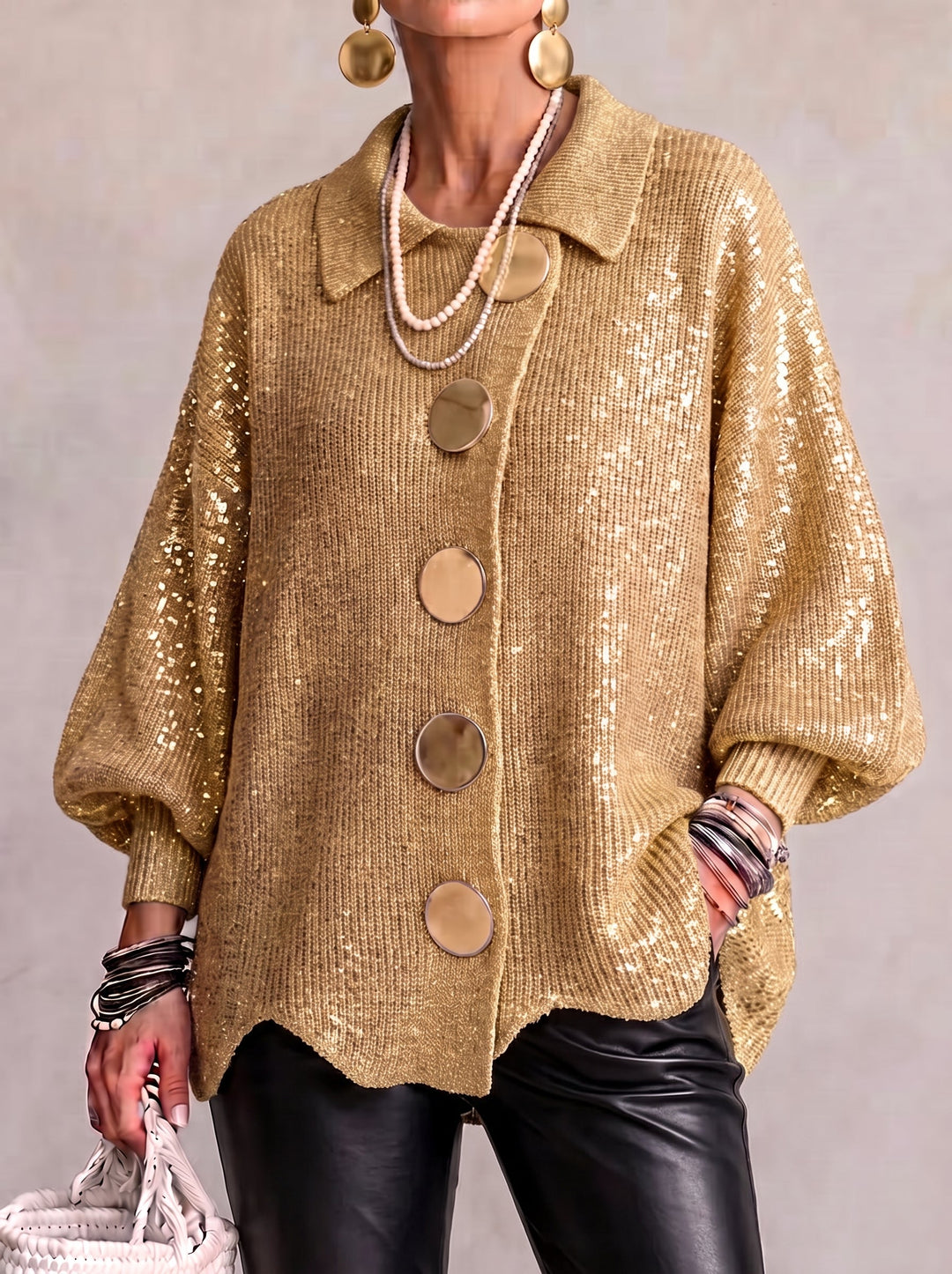 Ortensia | Cardigan Oversize avec Boutons Dorés