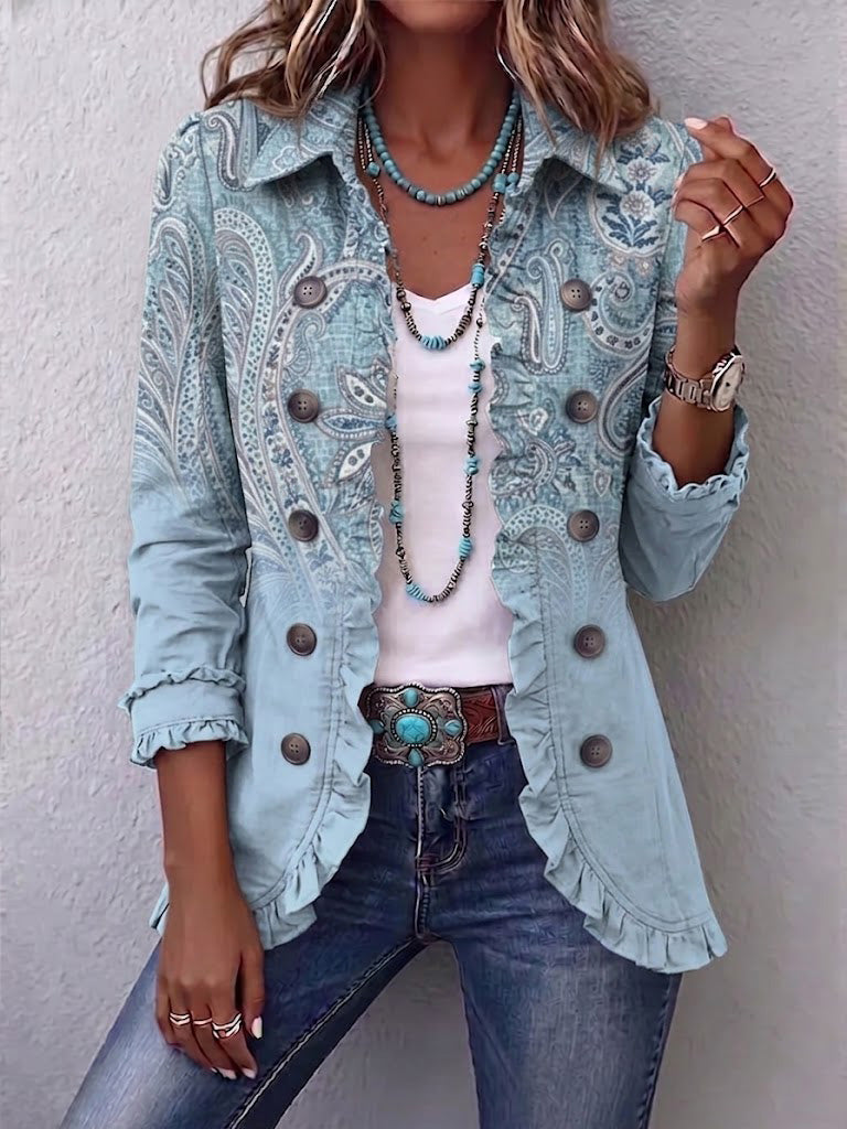 Isabella | Veste à volants avec imprimé paisley vintage