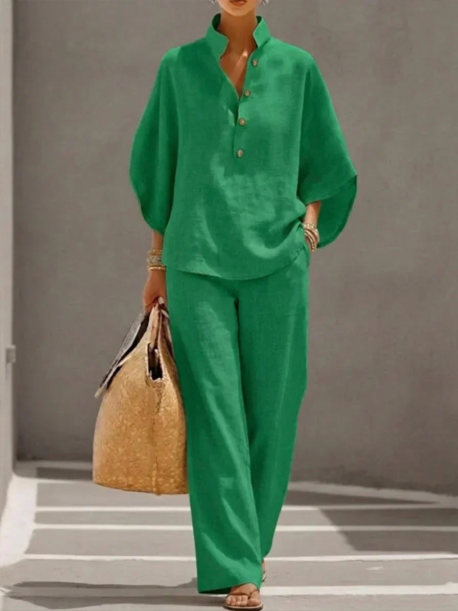 Sophie | Ensemble premium respirant avec manches chauve-souris et pantalon large