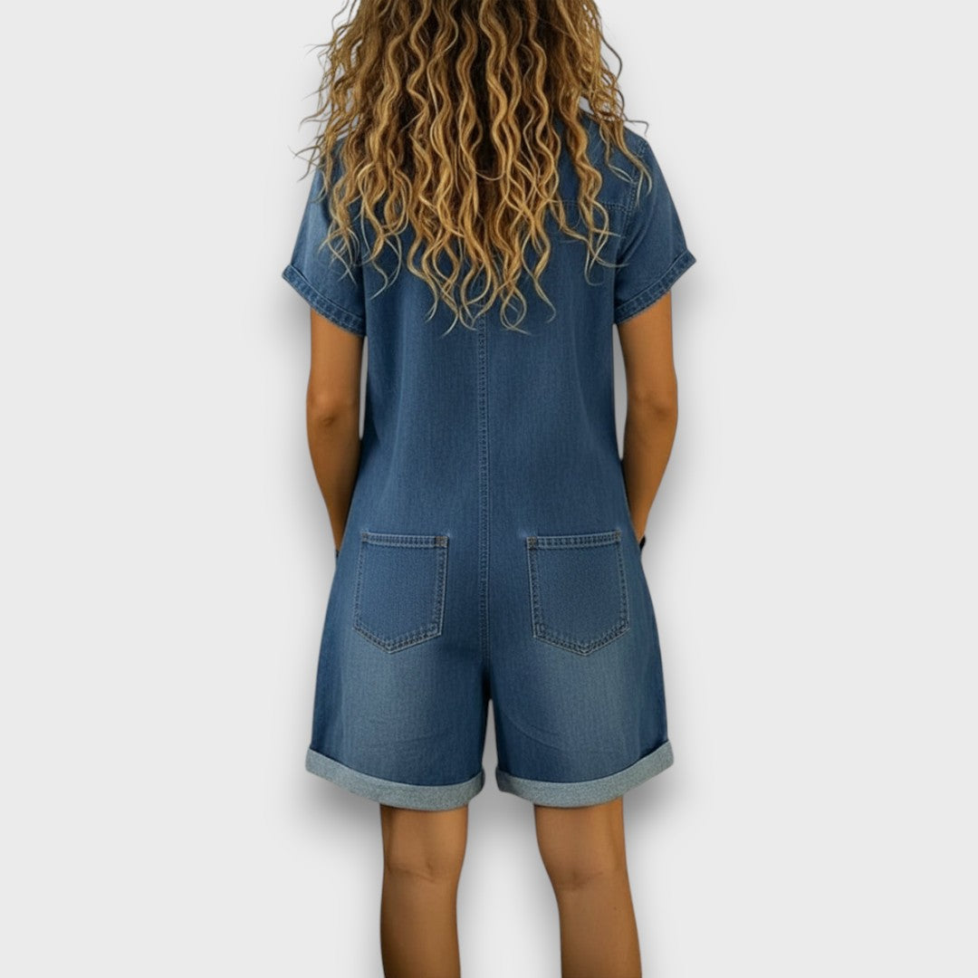 Sofía - Salopette courte vintage en denim de coton